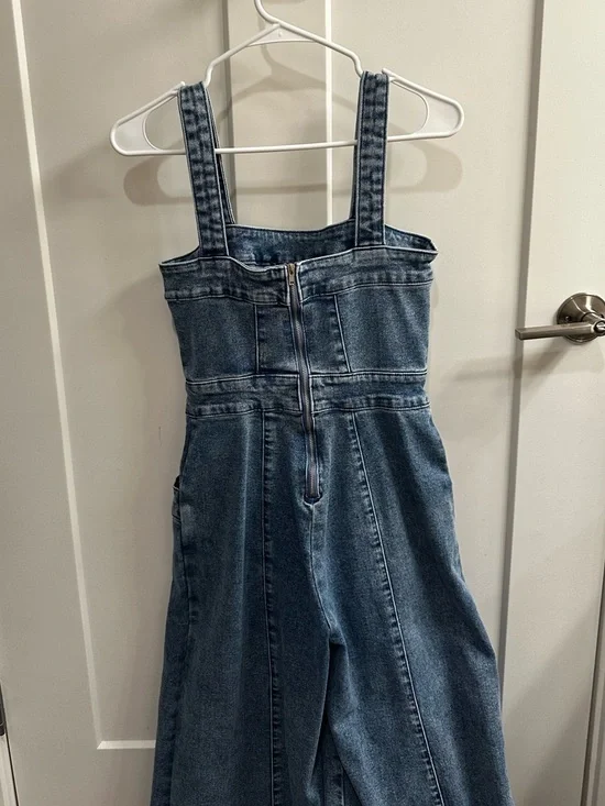 Forever 21 Light Blue Denim Wide-Leg Overalls - Picture 4 of 5